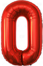 Flippy Balon din Folie Metalizata Flippy, Figurina Cifra, Tema Aniversare 80 cm, Ambalaj Individual, Pai inclus, Umflare cu Aer sau Heliu, Rosu, Cifra 0 (teo-129136)