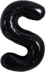 Flippy Balon Folie Metalizata Litera S, Flippy, 40 cm, Umflati cu Heliu sau Aer, Ambalaj Individual, Pai inclus, Negru (teo-129369)
