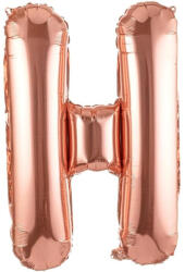 Flippy Balon Folie Metalizata Litera H, Flippy, 80 cm, Umflati cu Heliu sau Aer, Ambalaj Individual, Pai inclus, Rose Gold (teo-129488)