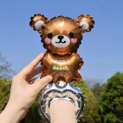 Flippy Balon din Folie Metalizata, Flippy, Figurine Animalute, Tip Bratara, Model Ursulet, Ambalaj Individual, Pai Inclus, Umflare cu Aer sau Heliu, Maro (teo-133953)