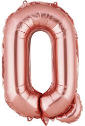 Flippy Balon Folie Metalizata Litera Q, Flippy, 40 cm, Umflati cu Heliu sau Aer, Ambalaj Individual, Pai inclus, Rose Gold (teo-127257)