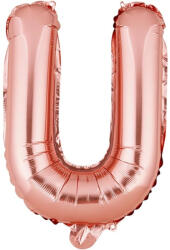 Flippy Balon Folie Metalizata Litera U, Flippy, 40 cm, Umflati cu Heliu sau Aer, Ambalaj Individual, Pai inclus, Rose Gold (teo-127261)