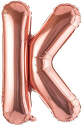Flippy Balon Folie Metalizata Litera K, Flippy, 40 cm, Umflati cu Heliu sau Aer, Ambalaj Individual, Pai inclus, Rose Gold (teo-127251)