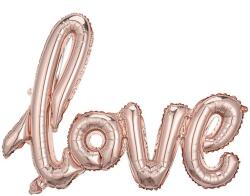 Flippy Balon din Folie Metalizata, Flippy, Model Love scris de mana, 102x65 cm, Tematica Ziua Indragostitilor, Ambalaj Individual, Pai Inclus, Umflare cu Aer sau Heliu, Rose Gold (teo-127541)