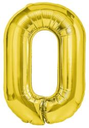 Flippy Balon din Folie Metalizata Flippy, Figurina Cifra, Tema Aniversare 80 cm, Ambalaj Individual, Pai inclus, Umflare cu Aer sau Heliu, Auriu, Cifra 0 (teo-130596)