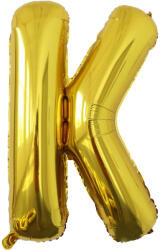Flippy Balon Folie Metalizata Litera K, Flippy, 80 cm, Umflati cu Heliu sau Aer, Ambalaj Individual, Pai inclus, Auriu (teo-129439)