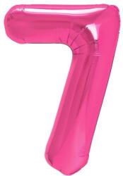 Flippy Balon din Folie Metalizata Flippy, Figurina Cifra, Tema Aniversare 40 cm, Ambalaj Individual, Pai inclus, Umflare cu Aer sau Heliu, Roz, Cifra 7 (teo-129193)