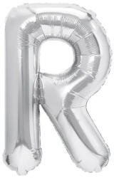 Flippy Balon Folie Metalizata Litera R, Flippy, 40 cm, Umflati cu Heliu sau Aer, Ambalaj Individual, Pai inclus, Argintiu (teo-127232)