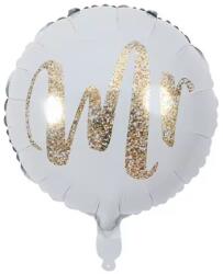 Flippy Balon din Folie Metalizata, Flippy, Figurina Cerc, Model MR, Tematica Nunta, 45 cm, Ambalaj Individual, Pai Inclus, Umflare cu Aer sau Heliu, Alb (teo-130782)