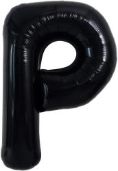 Flippy Balon Folie Metalizata Litera P, Flippy, 40 cm, Umflati cu Heliu sau Aer, Ambalaj Individual, Pai inclus, Negru (teo-129366)