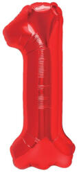 Flippy Balon din Folie Metalizata Flippy, Figurina Cifra, Tema Aniversare 40 cm, Ambalaj Individual, Pai inclus, Umflare cu Aer sau Heliu, Rosu, Cifra 1 (teo-129167)