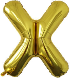 Flippy Balon Folie Metalizata Litera X, Flippy, 40 cm, Umflati cu Heliu sau Aer, Ambalaj Individual, Pai inclus, Auriu (teo-127212)