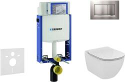 Geberit Kombifix - Ideal Standard Tesi falra szerelhető WC és ülőkés szett, Sigma30 gombok, matt króm/króm 110.302. 00.5 NF7 (110.302.00.5 NF7)