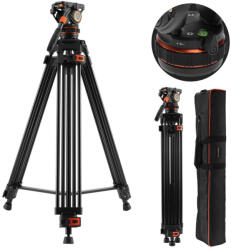 K&F Concept Tripod/ KameraÁllvány + Videó Fluid Fej - VA3+BV10 (191cm) (KF09.147)