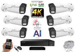 MS - AI Hybrid Light IP Park kamerarendszer 6 kamerával switchel 8 Mpix - 6070k6B