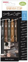 Zebra Zseléstoll, 0, 33 mm, nyomógombos, ZEBRA "Sarasa Study with Coffee", 5 különböző szín (TZ81456) - kecskemetirodaszer