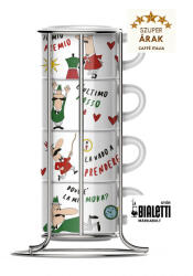 Bialetti Industrie S. p. A Bialetti Trikolor Cappuccino csésze szett állvánnyal 4 db