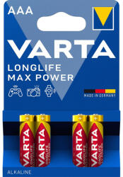 VARTA AAA mikro LR03 Longlife Max Power 4 db/csomag, Varta