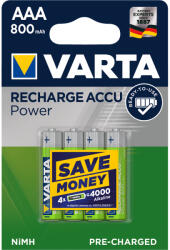 VARTA tölthető akku AAA mikro 800 mAH Power 4 db/csomag, Varta - vegyesbolt