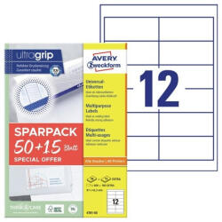 Avery Etikett címke, 97x42, 3mm, univerzális, 65 lap, 12 címke/lap Avery, fehér - vegyesbolt