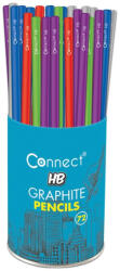 Connect Grafitceruza HB, 5 féle színű kerek test, Connect 72 db/csomag, - vegyesbolt