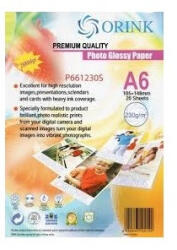 Orink Fotópapír Pp A6, S 260g. 20lap fényes Orink (P691260S20) - vegyesbolt