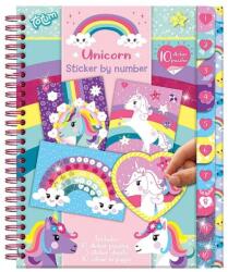 Totum Carte cu abtibilduri -Sticker pe numere Unicorn Carte de colorat