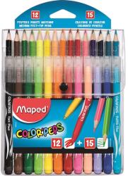 Maped Set creioane coloriaj Maped Color'peps (15 creioane colorate Color'peps + 12 carioci Color'peps jungle)