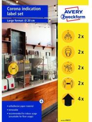 AVERY 49415 20cm sárga 12db-os 5 féle koronavírus információs címke szett (49415) - procompkft