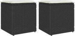 vidaXL kerti székek párnákkal 2 db fekete 40x40x43 cm polirattan (4104039)