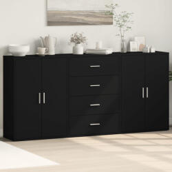 vidaXL 3 db fekete szerelt fa tálalószekrény 60 x 31 x 84 cm (3276575) - valora
