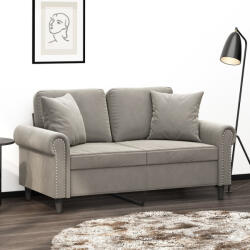 vidaXL 2 db világosszürke bársony díszpárna 40 x 40 cm (349485) - valora