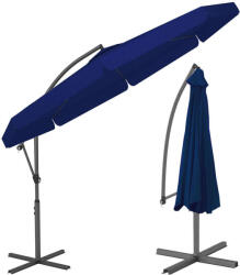 FunFit umbrelă de grădină premium rabatabilă cu structură din oțel și manivelă 3, 5m - albastruînchis (3052)