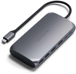 Satechi Aluminium USB-C Multimedia Adapter M1 (1x4K HDMI output 60Hz, 1x4K HDMI output 30Hz, 1xUSB-C PD 85W, 1xUSB-C data, 2xUSB-A) - Gri (ST-UCM1HM)