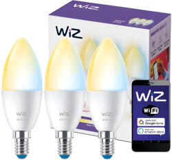 Philips 3x LED izzó E14 C37 4, 9W = 40W 2200-6500K SMART WiFi WiZ (PHWIZ0460)