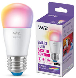 Philips LED izzó E27 P45 4, 9W = 40W 2200-6500K + RGB SMART WiFi WiZ (PHWIZ0485)