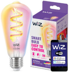 Philips LED izzó E27 ST64 6.3W = 40W CCT + RGB FILAMENT SMART WiFi WiZ (PHWIZ0490)