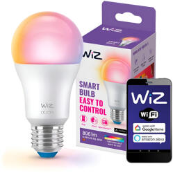 Philips LED izzó E27 A60 8.5W = 60W 2200-6500K + RGB SMART WiFi WiZ (PHWIZ0346)