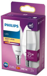 Philips 2 db LED-es gyertyakörte készlet E14 B35 2, 8W = 25W 250lm 2700K meleg PHILIPS (8719514310018)