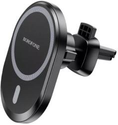 BOROFONE Szellőzőrácsra rögzíthető wireless autóstöltő és tartó Borofone BH201 fekete - techsend