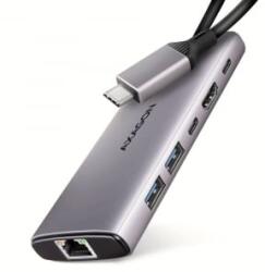 AXAGON HMC-6G2L USB-C 10Gbps 6in1 Hub ezüst