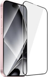 TelForceOne Edzett üvegfólia fémkerettel iPhone 15 Plus 6, 7" fekete keret üvegfólia