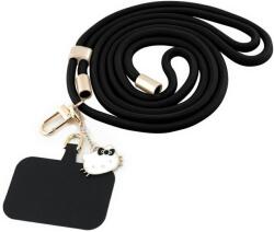 Hello Kitty Patch & Kitty Head Charm univerzális telefontartó nyakpánt - Fekete