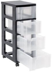Really Useful Products Mobil állvány tároló dobozokkal, 4 doboz, átlátszó