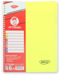 DACO Caiet cu spira A4 Daco CT5201, 240 file, 8 subiecte, coperta plastic, Galben (CT5201/GALBEN)