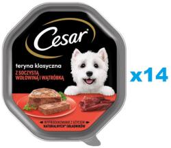 Cesar tálca 14x150 g nedves teljes értékű eledel felnőtt kutyáknak csér zamatos marhahússal és májjal