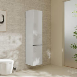 Hansgrohe Xelu Q magas ajtós szekrény 165x40x35 cm jobboldali ajtópánt, matt fekete fogantyú/magasfényű fehér 54139670 (54139670)