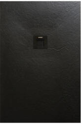 AREZZO design SOLIDSoft szögletes zuhanytálca 200x100 cm lefolyóval, fekete AR-100206B (AR-100206B)