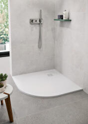 Zenon Angular Slate műmárvány zuhanytálca 80x80 cm inox lefolyóval és szifonnal, fehér 8445583092110 (8445583092110)