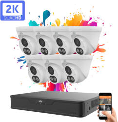 Uniview 7 dome kamerás IP kamera rendszer 4MP színes éjszakai látással